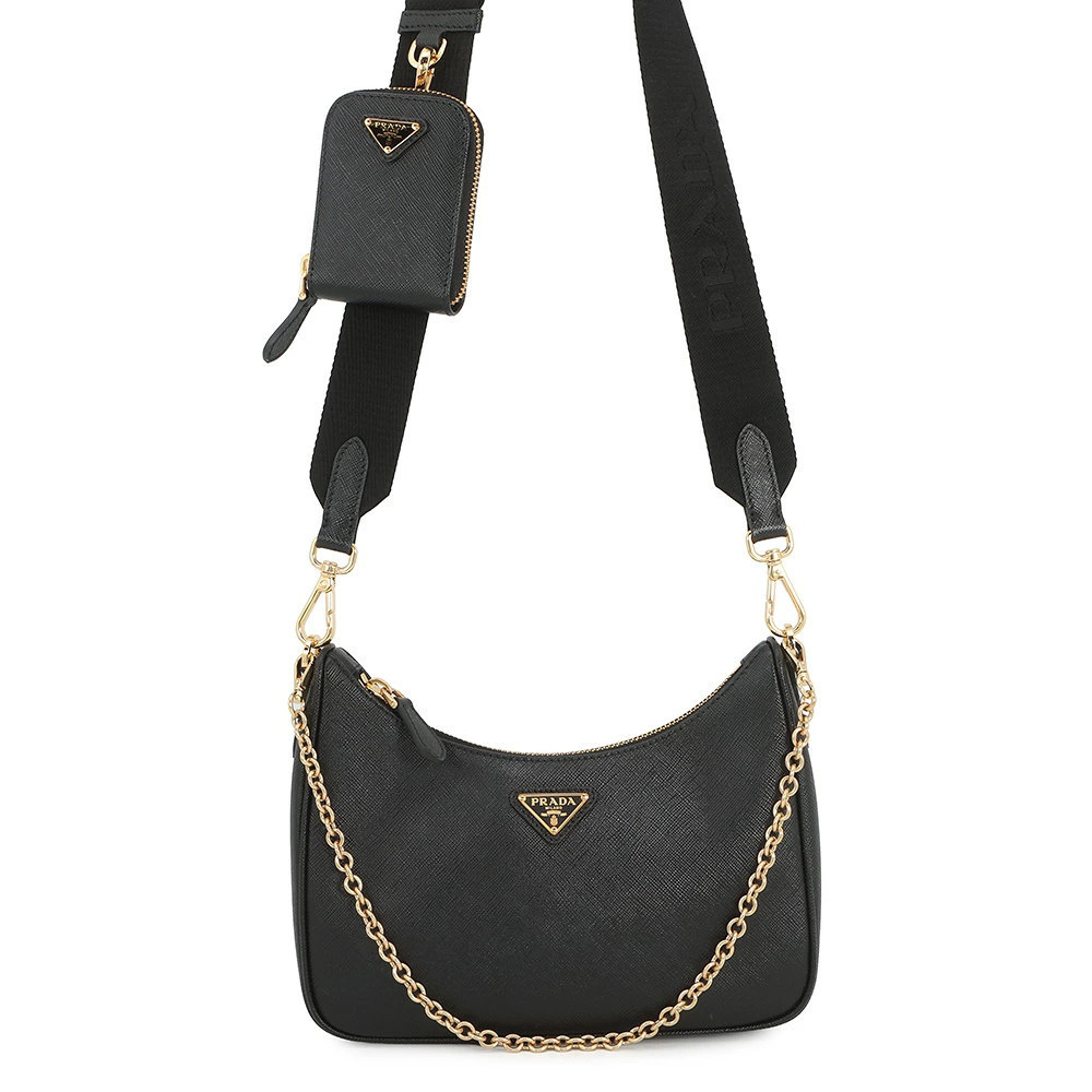 Prada Shoulder Bag Re Edition Saffiano Leather Black